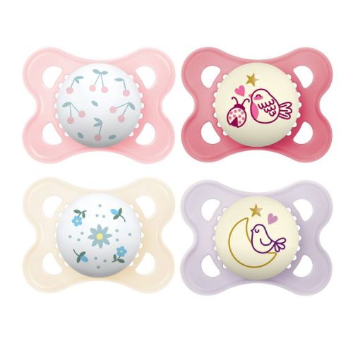 MAM Original Pacifiers 0-6m - Girl - 4pk: BPA-Free, Silicone