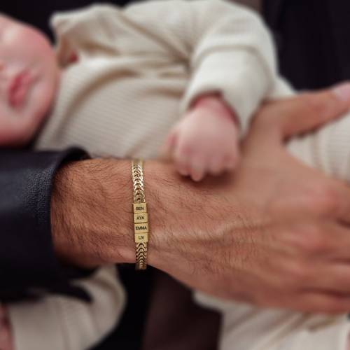 Father Gift, Custom Gold Bracelet For Dad With Kids Name, Personalize Daddy Bracelet, Family Jewelry, Famliy Name Bracelet, Christmas Gift