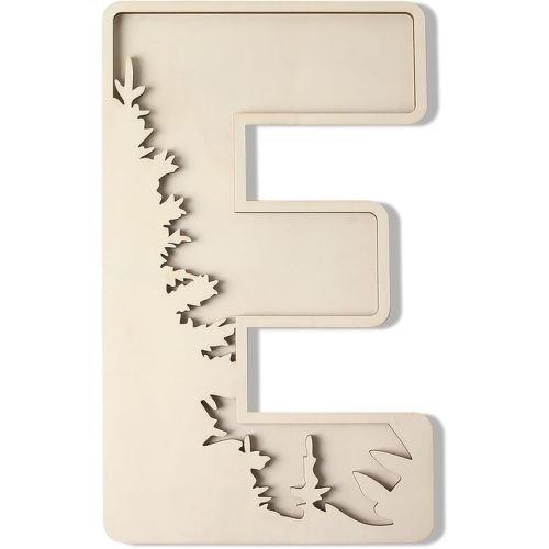 Woodland Layered Wooden Letters 12 Inch, Boho Large Wooden Name Signs for Nursery Big Paintable Wooden Letter E Cutout Wood Forest Letters Alphabet for Wall Decor Baby Name Kids Room Wall Art