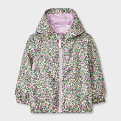 Baby Girls' Floral Printed Full Zip Windbreaker Jacket - Cat & Jack™ Purple 18m: Lightweight, , Machine Washable