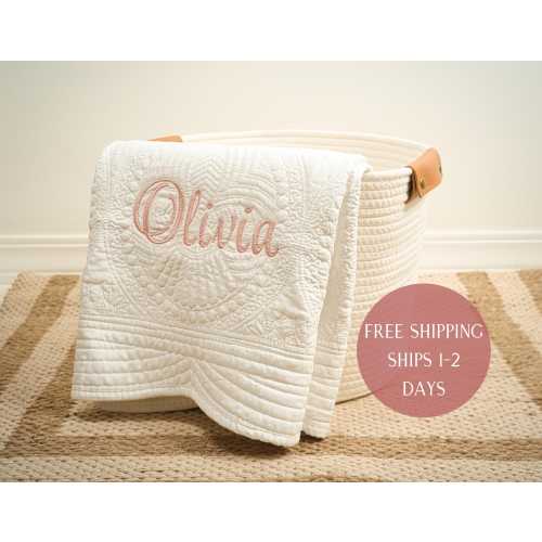 Personalized baby shower gift Embroidered baby quilt blanket embroidered personalized baby name heirloom keepsake monogram baby blanket