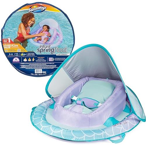 Swimways Sun Canopy Inflatable Infant Spring Float for Infants 3-9 Months, Mermaid Design