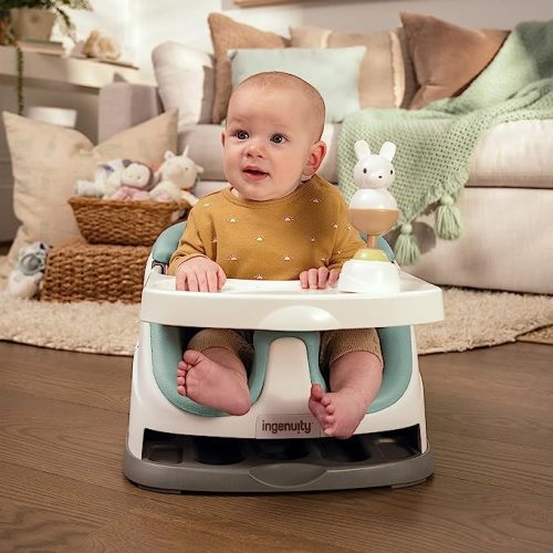  Ingenuity Baby Base 2-in-1 Booster Feeding and Floor Seat with  Self-Storing Tray - Mist