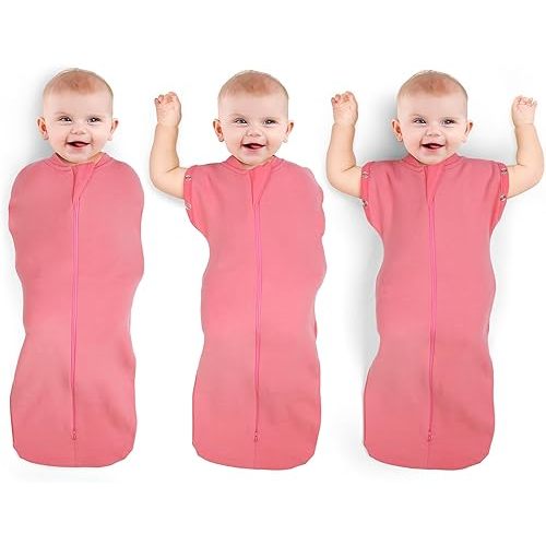 Elstey Transitional Swaddle, 2-Way Zipper Warm & Cozy Baby Sleep Sack, 0-3 Months Arms Up Swaddles Pod, Newborn Swaddle Blankets Winter Baby Essentials for Boys Girls