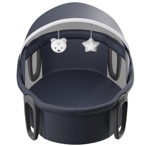 KFFKFF Compact Newborn Lounger, Travel-Friendly Baby Dome with Shade Cover & Engaging Toys, Easy-Fold Infant Playpen, Portable Crib for Home & Outdoor Use, Fits 0-6 Month Babies