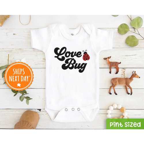 Love Bug Baby Onesie® - Cute Valentines Day Baby Onesie® - Retro Ladybug Bodysuit