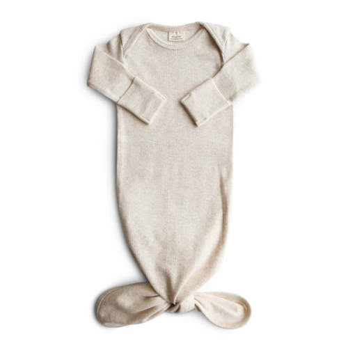 Mushie Organic Cotton Ribbed Knotted Baby Gown