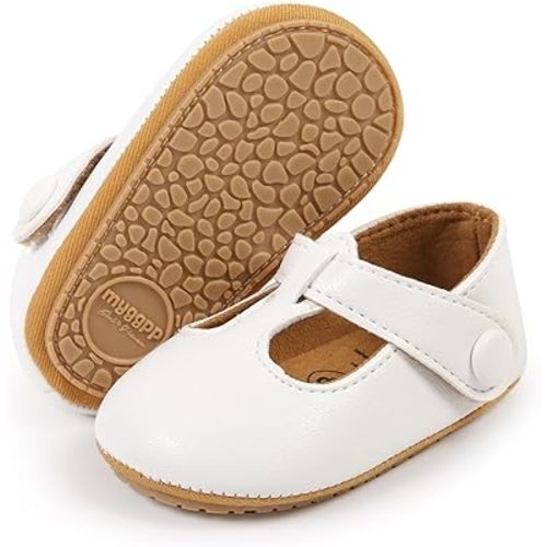 WILLFUN Baby Girls Mary Jane Flats with Bowknot Princess Party Dress Crib Shoes Non-Slip Soft Rubber Sole for Toddler First Walkers