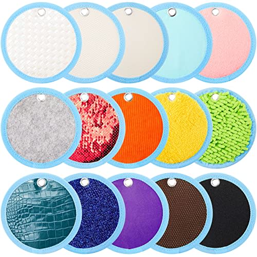 Haull 15 Set Sensory Mats Assorted Textured Sensory Floor Tiles Room Wall Panel Sensory Exercise Tactile Toy for Autistic Children Kids Baby Toddler Fidgeting Activity(Round,5.91 Inch)