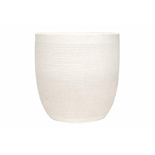 Creative Co-Op Large Matte White Embossed Stoneware Planter