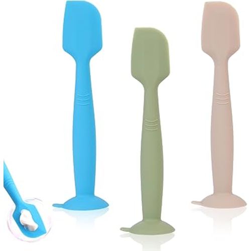 Baby Diaper Cream Spatula Applicator 3 Pack Butt Paste Spatula Soft Silicone,Diaper Rash Cream Applicator, Baby Essentials Must Haves Newborn Stuff(Green Blue Beige)
