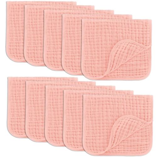 Comfy Cubs Muslin Burp Cloths 20" x 10", Pack of 10 - Large, 6-Layer, Ultra Absorbent 100% Cotton for Baby Drool and Messes - Soft, Safe & Gentle Baby Burp Cloths for Boys & Girls - Lace