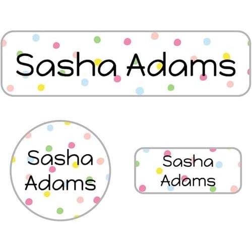 Name Bubbles - Kids Custom Name Labels for Daycare, School, Camp (144 Labels) - Personalized Waterproof Name Stickers for Clothes Tags, Lunch Boxes, Water Bottles, & School Supplies (Pom Pom)