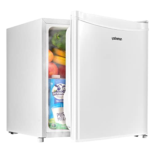 Upstreman 1.7 Cu.ft Mini Fridge with Freezer, Dorm Essentials, Adjustable Thermostat, Energy Saving, Low Noise, Single Door Compact Refrigerator for Dorm, Office, Bedroom, White-FR17
