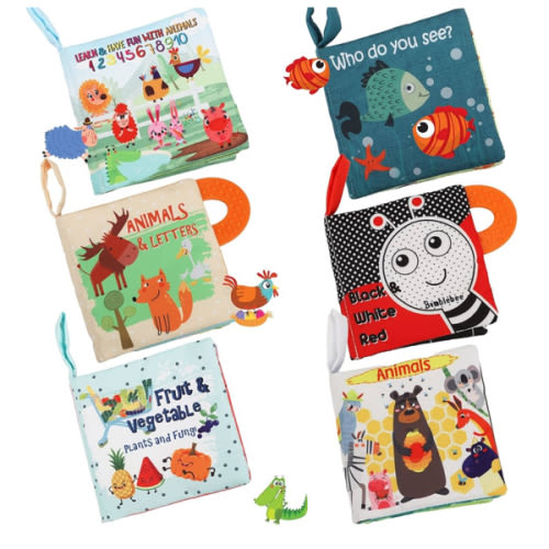 Baby Books Toys Gifts, Touch and Feel Cloth Crinkle Books for Babies,Infant Toddler Baby 0-3-6-12-18 Months,Early Learning Toys 6 to 12 Months 1-2 Years Old,Christmas Shower Gift for Boys Girls,6 PCS