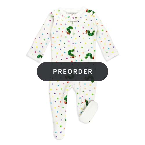 Organic 2-Way Zipper Footie in Caterpillar