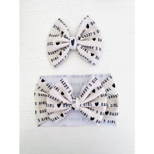 Daddy’s Girl Bow: Nylon headband, Headwrap, Piggies or Clip Hair Bow