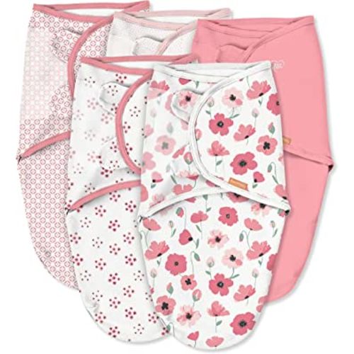 SwaddleMe Original Swaddle – Size Small/Medium, 0-3 Months, 5-Pack (Pretty Poppy )