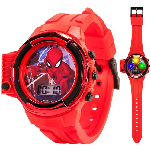 Marvel Spider-Man Flashlight Watch for Kids – Light-Up Fun with LCD Display, LED Flashlight, and Durable Silicone Band