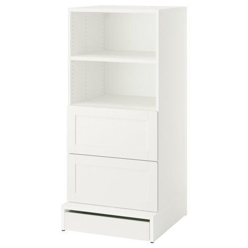 SMÅSTAD / UPPFÖRA Bookcase - white with frame/with 2 drawers 23 5/8x25 5/8x53 1/2 "
