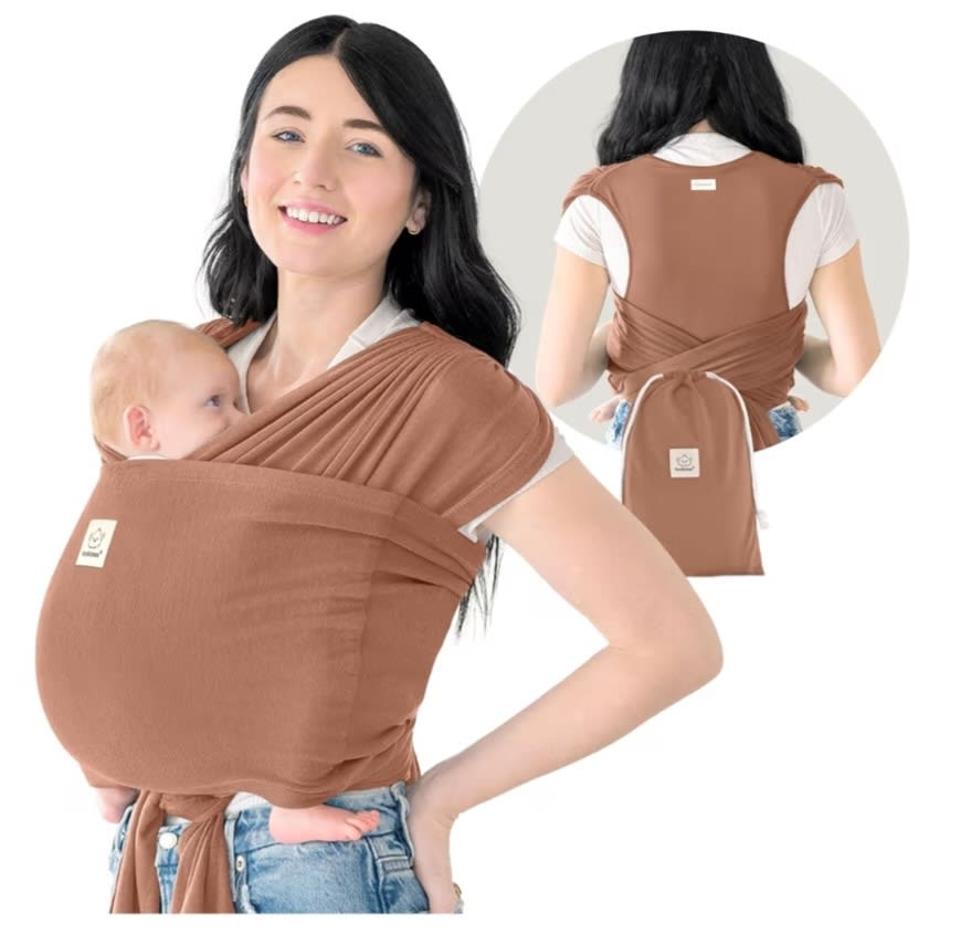 KeaBabies Baby Wrap Carrier Ring Sling - Easy to Wear, Adjustable D-Lite Baby Carrier Newborn to Toddler, Infant Carrying Shirt, Hands Free Bonding, Breathable Fabric Wearing Wrap (Terracota)