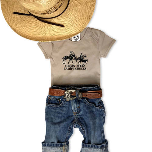 Turnin' Necks Cashin' Checks Onesie – Cowkid Clothing Company 6-9 months