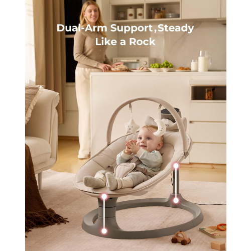 Momcozy 2-in-1 Electric Baby Swing, Dual-Arm Support System & Parent-Inspired Motions, Convertible to Toddler Seat up to 66 lbs, Adjustable Height, Lightweight