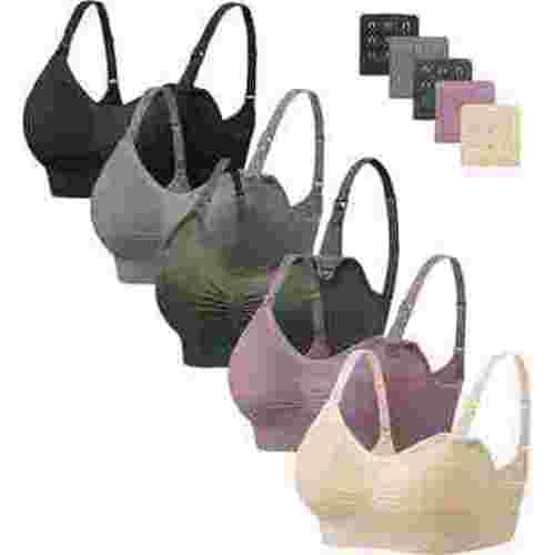 HBlife 5 Pack Nursing Bras for Breastfeeding Womens Maternity Bras Seamless Wireless Sleeping Bra with Bra Extenders