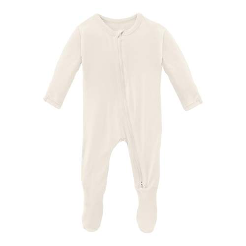 Footie with 2 Way Zipper in Natural