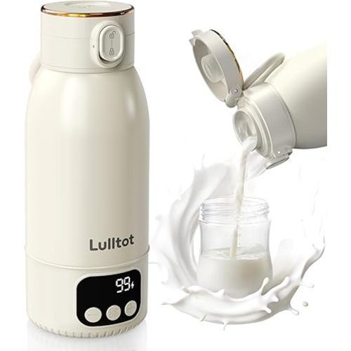 Portable Bottle Warmer for Travel Fast Baby Milk Warmer On-the-Go Breastmilk Warmer for Formula & Water, Newborn Essential Gift, 316L Stainless Steel Long Battery Life 17oz Large Capacity