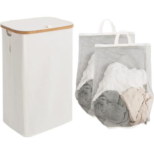 StorageWorks Laundry Hamper with Lid, 100L -Beige 1-Pack