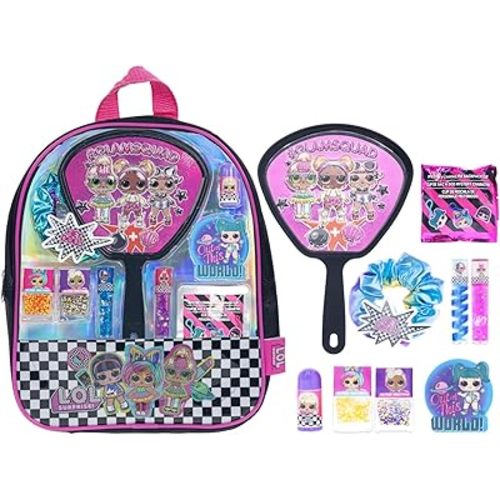 L.O.L. Surprise! Townley Girl Backpack Cosmetic Makeup Set 10 Pieces, Including Lip Gloss, Nail Polish, Scrunchy, Mirror and Surprise Keychain, Ages 5+ Perfect for Parties, Sleepovers and Makeovers