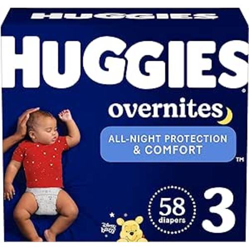 Huggies Size 3 Overnites Baby Diapers: Overnight Diapers, Size 3 (16-28 lbs), 58 Ct