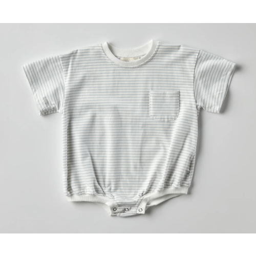 Cory Pocket Romper in Blue Stripes | Baby and Toddler | WinnieandCrew.com – Winnie + Crew