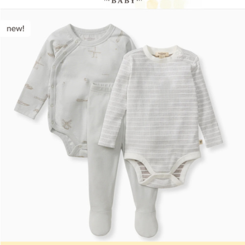 Amsterdam 3 Piece Bodysuit & Pant Set - Morning Blue – Burt's Bees Baby
