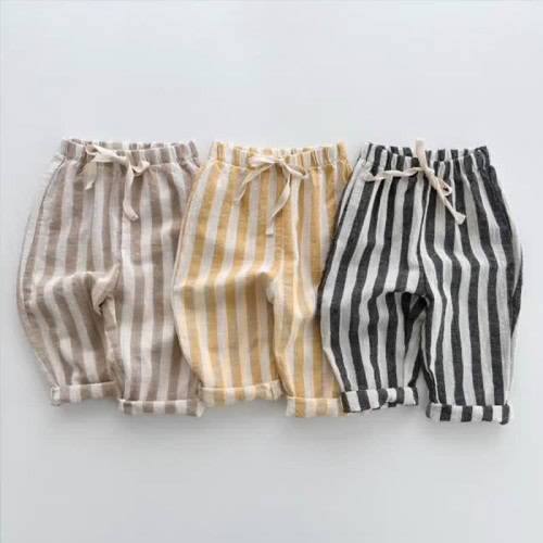 Baby Striped Drawstring Casual Pants