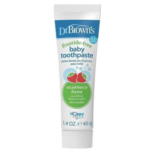 Dr. Brown's Fluoride-Free Baby Toothpaste, Infant/Toddler Oral Care, 0-3Y, Strawberry, 1.4oz, 1 Pack