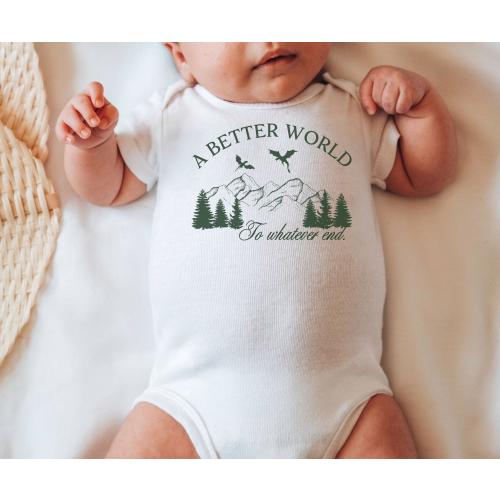 Throne of Glass Baby Bodysuit, A Better World KOA Licensed SJM Merch Wyvern Bookish Baby Shower, To Whatever End Sarah J Maas Baby Clothes