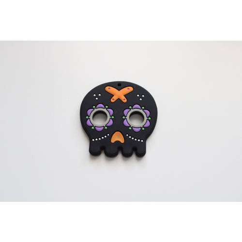 Silicone Black Skull Teething Toy - Skull Teether - Halloween Teether