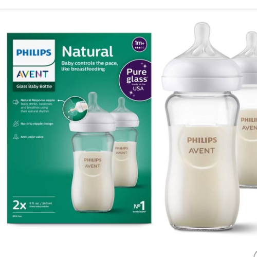 Philips Avent Glass Natural Baby Bottles With Natural Response Nipples - 8oz/2pk
