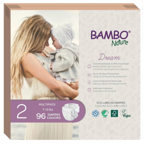 Amazon.com: Bambo Nature Hypoallergenic Dream Baby Diapers, Eco-Labeled Sustainable Diapers, Enhanced Leakage Protection, Totally Chlorine-free, Skin Friendly, and Super Absorbent - Size 2 (96 Count) : Baby