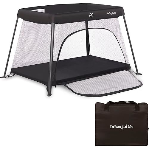 Travel Light Playard with Mesh Zipper Door in Black