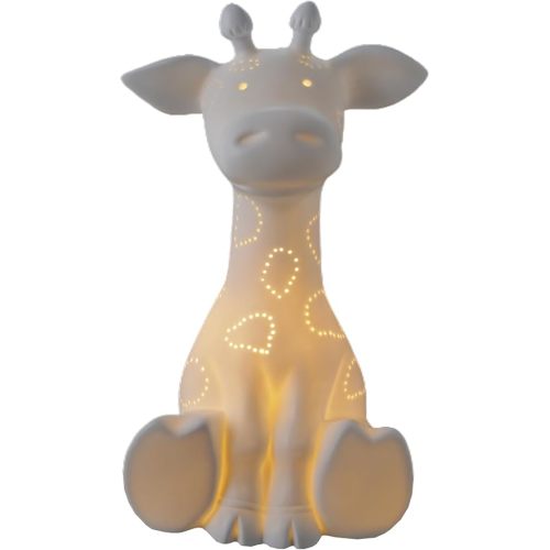 Creative Co-Op Stoneware Giraffe Shaped Lamp with Inline Switch, Bisque White