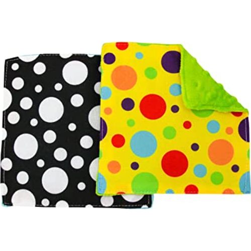S&T INC. Crinkle Square Sensory Toys for Babies, Baby Crinkle Toys for Infants, Toddlers, Children, Dots Print, 6 Inch x 6 Inch, 2 Pack