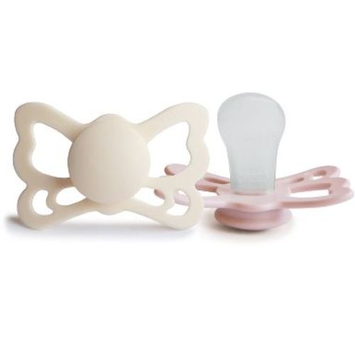 FRIGG Butterfly Anatomical Silicone Pacifier 2-Pack (6-18 Months) Cream/Blush 6-18 months