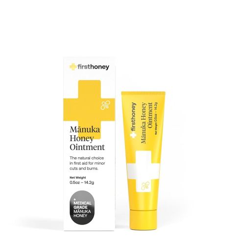 First Honey Wound Healing Ointment 0.5 oz | 100% Active Leptospermum | Fast Relief & Skin Repair | Manuka Honey from New Zealand Antibiotic Free Burn Care, Scar Gel, Dressing Aid