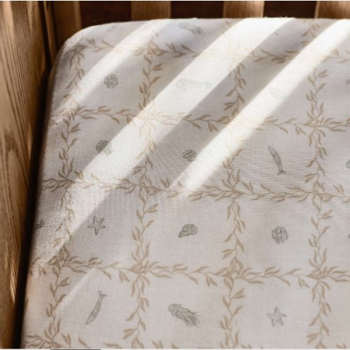 Lulot Green Seasape Supersoft Organic Cotton Baby Crib Fitted Sheet by Jake Arnold