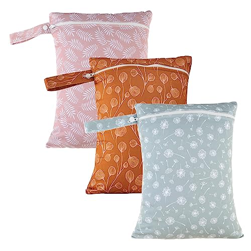 Happy Flute 3 Set Wet Bag Storage Bag Waterproof Washable Travel Bags, Beach, Pool, Gym Bag for Swimsuits & Wet Clothes for Baby(Dandelion)