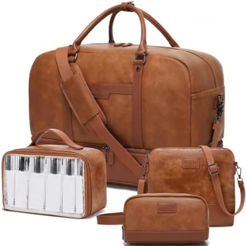 Wogarl Weekender Bag for Women Men Large Overnight Bag Travel Duffel Bag with Shoe Compartment Toiletry Satchel Bag Carry On Bag Fit 21" Laptop