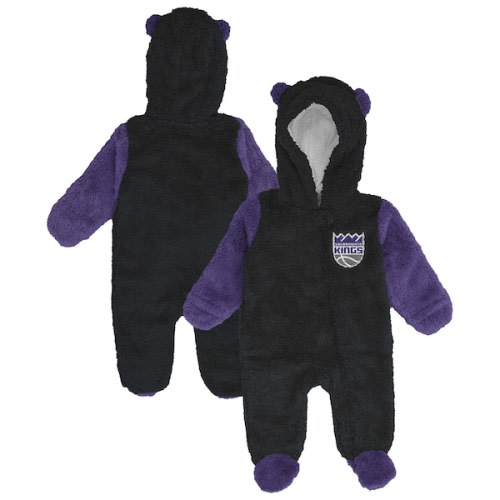 Sacramento Kings Outerstuff Infant & Newborn Stay Napping Fleece Bunting Full-Zip Hooded Sleeper - Black